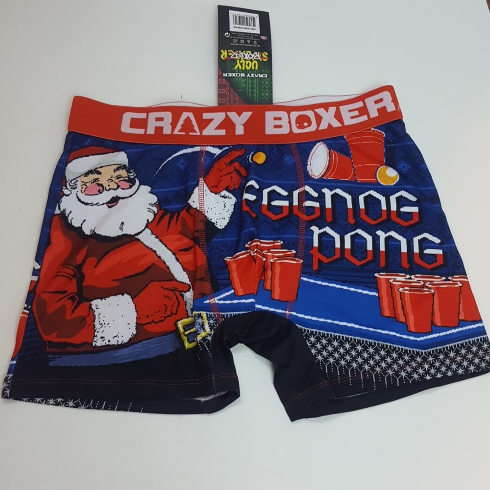 Crazy boxers Santa eggnog pong
